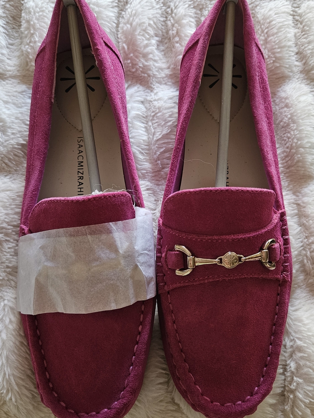 Annie Raspberry Suede Bit Loafers